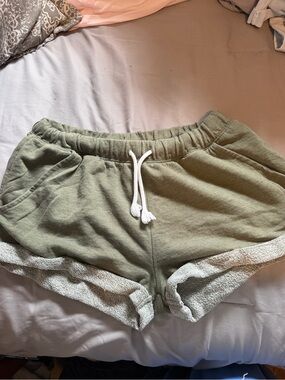 H&M Olive Green Women's Lounge Shorts with Drawstring